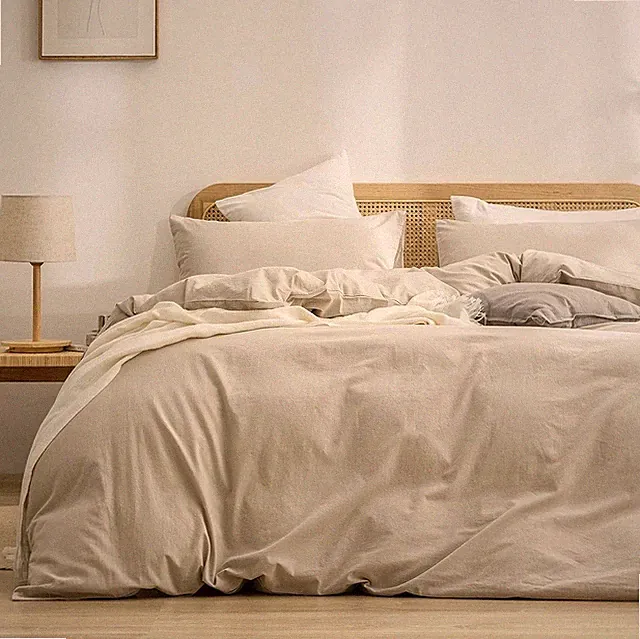 100% Washed Cotton Linen Duvet Cover Set Oversized King 3 PCs