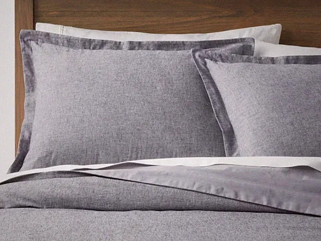 2 Threshold Blue Chambray Linen Blend King Size Pillow Shams