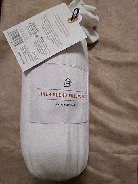 2pk Hearth & Hand Magnolia Linen Blend Hem Stitch Sour Cream KING Pillowcase