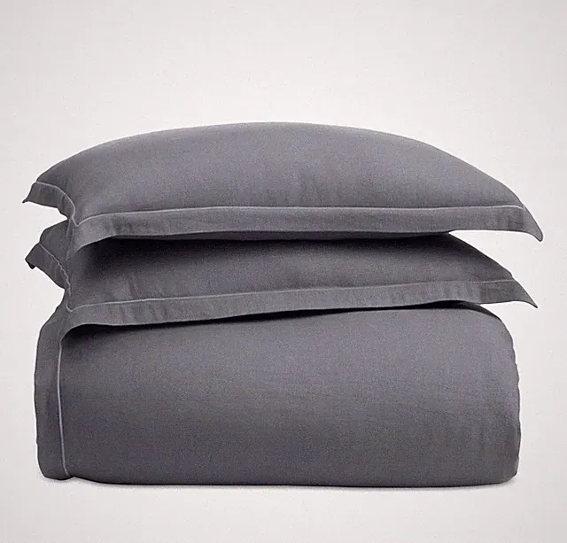 $550 New Hotel Collection Linen Modal Blend 3 Piece Queen Comforter Set Gray