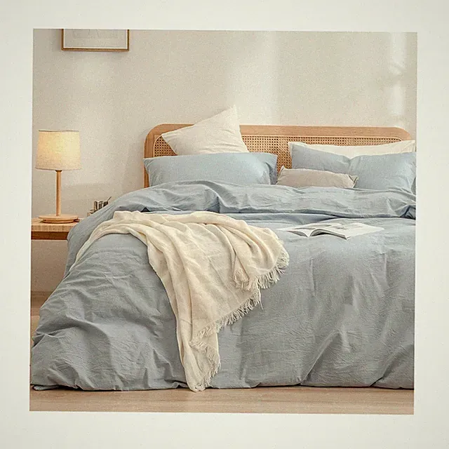 BESTOUCH Duvet Cover Set 100% Washed Cotton Linen Feel Super Soft Comfortable...