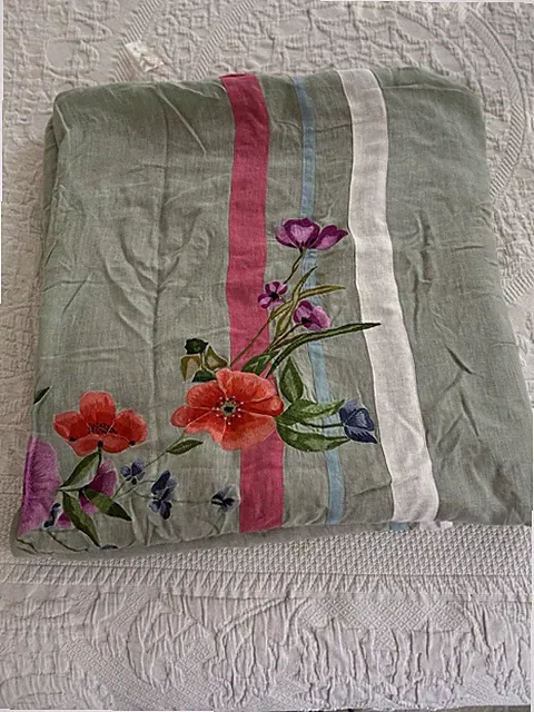 Bohemian Embroidery Floral Design Linen & Cotton Duvet Cover 84" X 84" NWOT