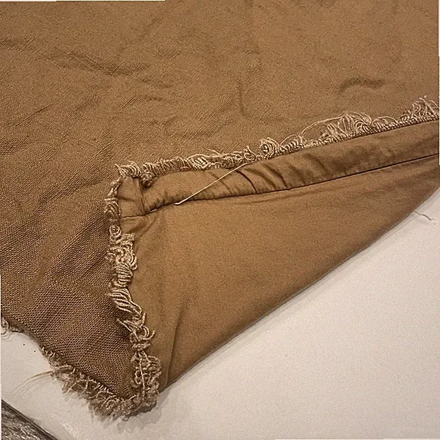 Casaluna Fringe Heavyweight Linen Blend KING PillowCase 20X36 Tan Brown *SINGLE