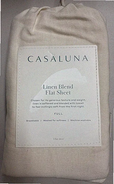 Casaluna Full Linen Blend Flat Sheet, New