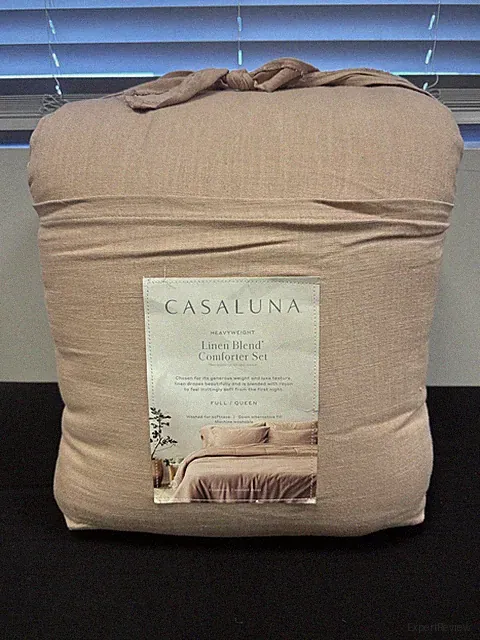 Casaluna Full Queen Heavyweight Linen Blend Comforter Set Brown Clay