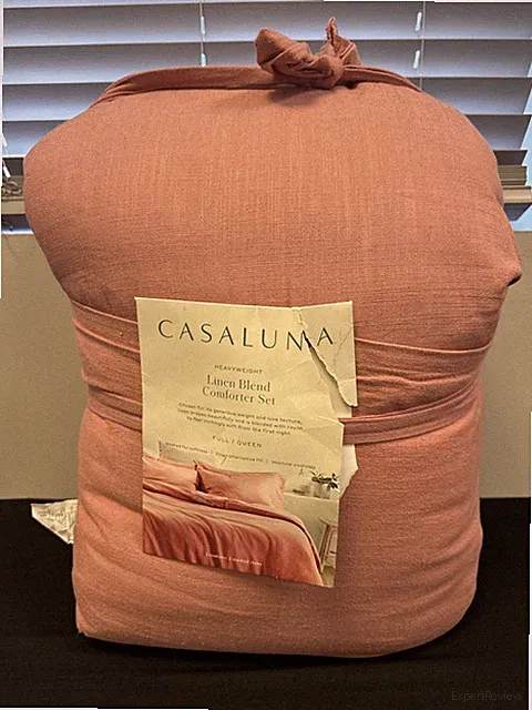 Casaluna Full Queen Heavyweight Linen Blend Comforter Set Rose