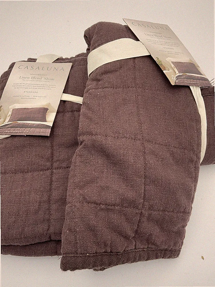 Casaluna Heavyweight Linen Blend Set Of 2 Sham Standard Size Dark Fig Brown