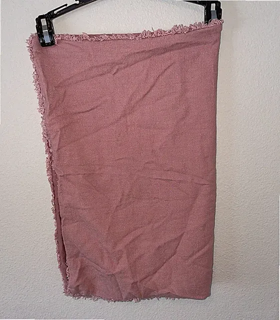 CASALUNA Linen Blend Dusty Rose Queen/Full Fringe Pillow Shams Zip Set Of 2