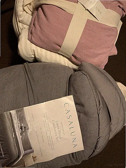 Casaluna Linen Blend Duvet Set, Size King - White