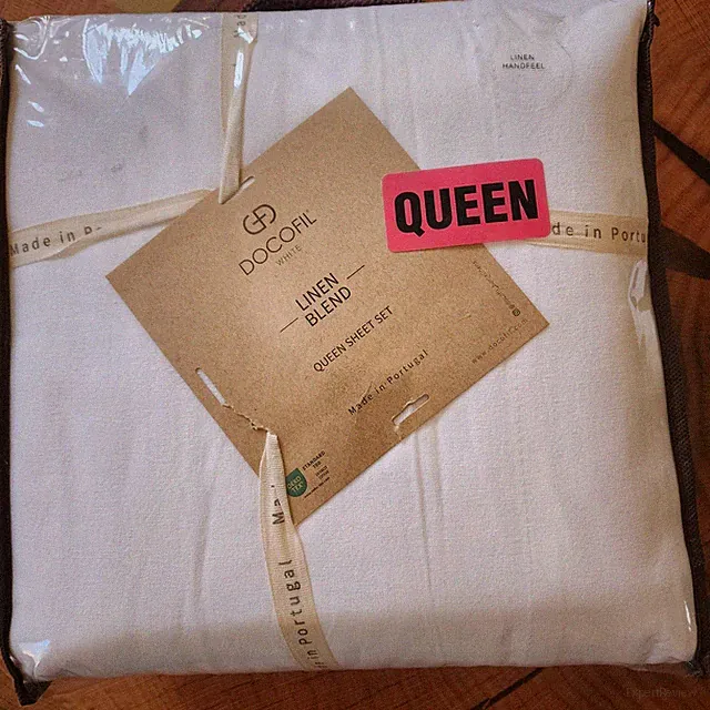 DOCOFIL COTTON LINEN Blend QUEEN Sheet Sheet Set White NEW Made In Portugal