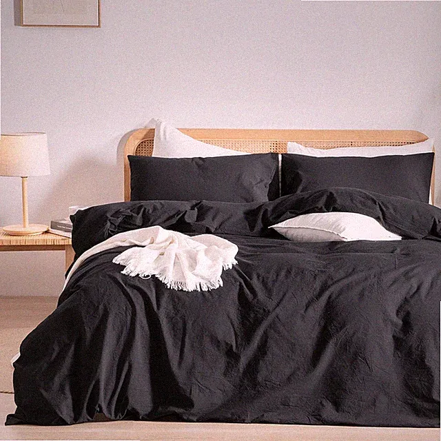 Duvet Cover Set 100% Washed Cotton Linen Feel Super Soft Comfortable Chic Lig...