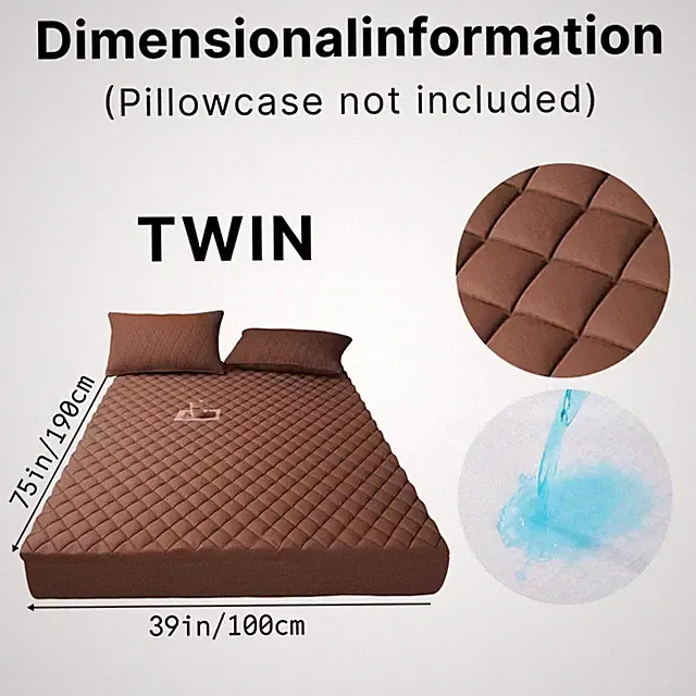 Eclipse Linens Twin Mattress Pad Protector Thickened Brown Stain Resistant NWT
