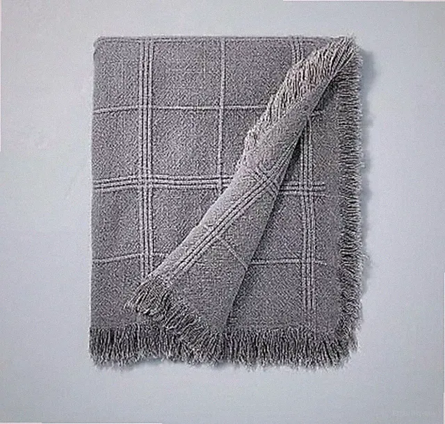 Hearth & Hand Magnolia Dark Gray Grid Lined Textured Linen Blend Throw Blanket