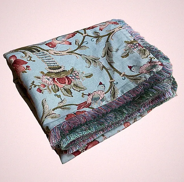 High End Decorator Upholstery Fabric Custom Made Throw Blanket Linen/Cotton 50”