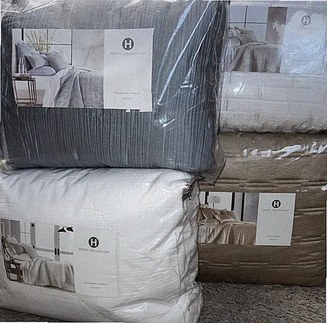 Hotel Collection Coverlet. Quilted ,Wavelet, Structure, Burnish, Linen Blend U P