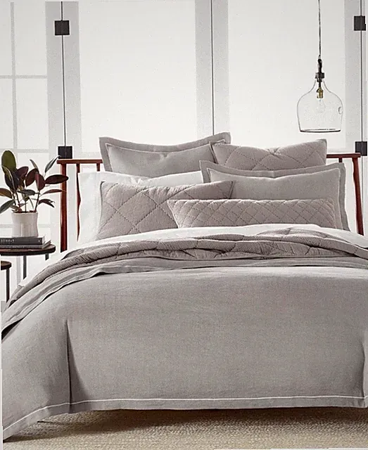 Hotel Collection Gray Linen/Modal Blend Full/Queen Comforter Only Vacuum Sealed