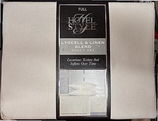 Hotel Style 4 Piece Lyocell & Linen Blend Bed Sheet Set, Full, NEW