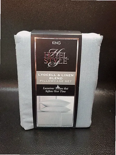 Hotel Style Lyocell & Linen Blend 2 Pillowcases KING, SS DUCK EGG