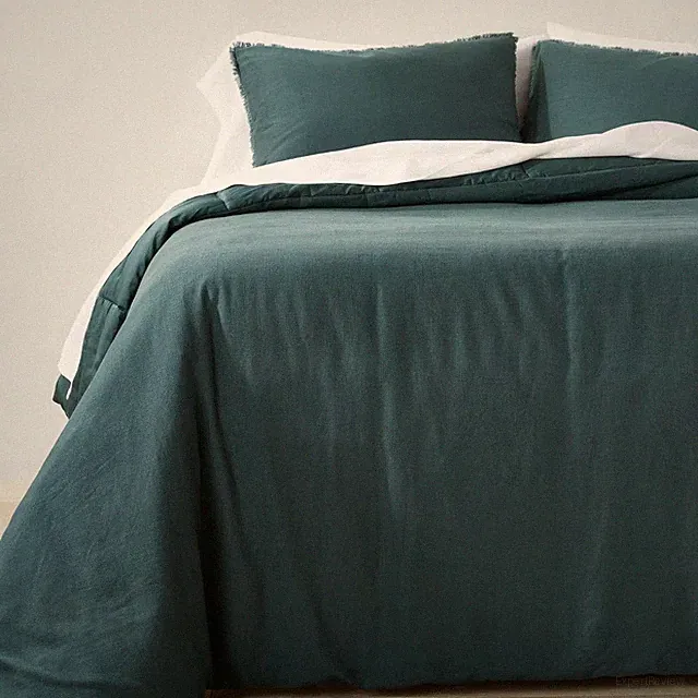 King/California King Linen Comforter & Sham Set Dark Blue Casaluna