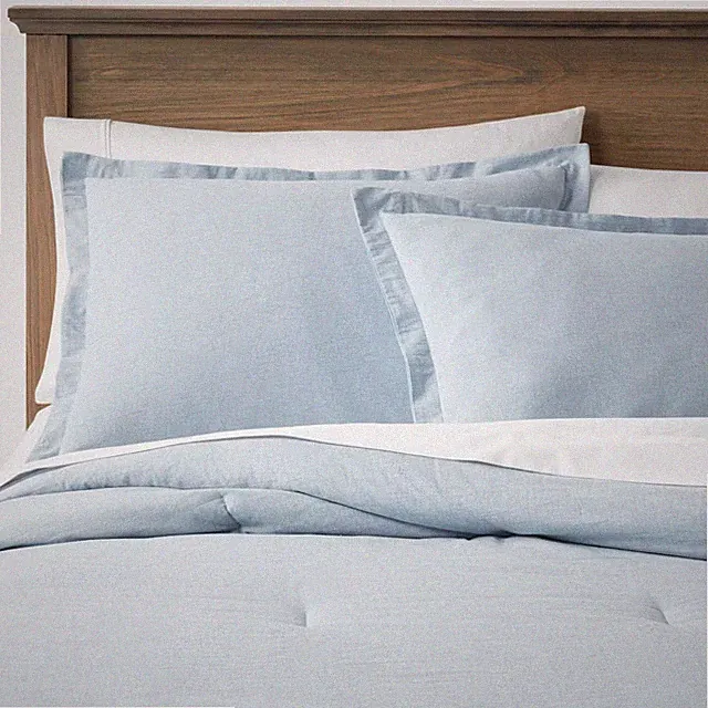 King Cotton Linen Chambray Comforter & Sham Set Blue - Threshold