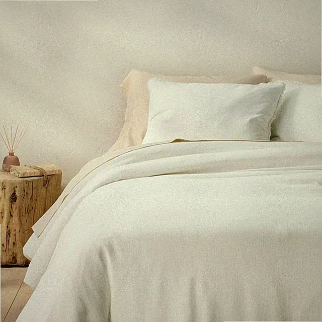 King Heavyweight Linen Blend Duvet Cover & Sham Set White - Casaluna