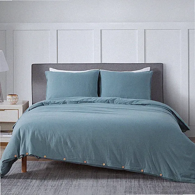 King Linen Duvet Cover Set, Soft Hypoallergenic Cotton Blend, Bluish Grey