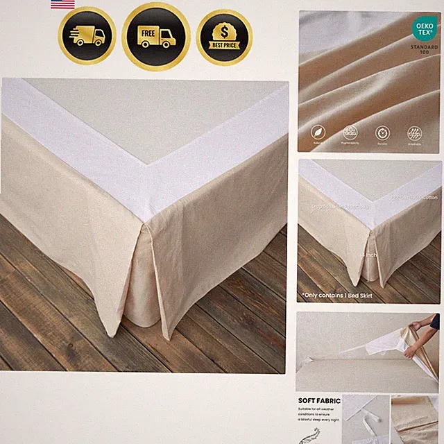 Linen Bed Skirt Queen 14 Inch Drop Pleated Corner Soft Cozy Durable