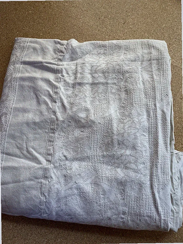 Linen Blend Full/Queen Duvet Natural Minimalist Nice Quality Damask Pattern