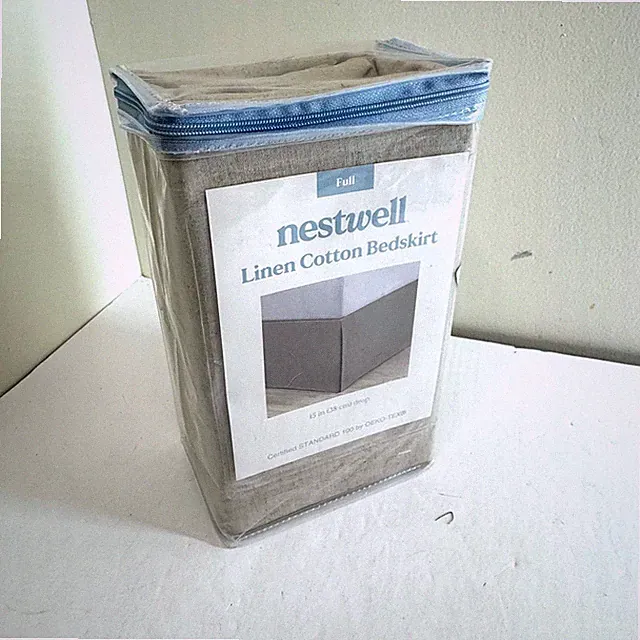 New Nestwell Full Size Linen Cotton Bedskirt Natural 15" Drop Certified Standard