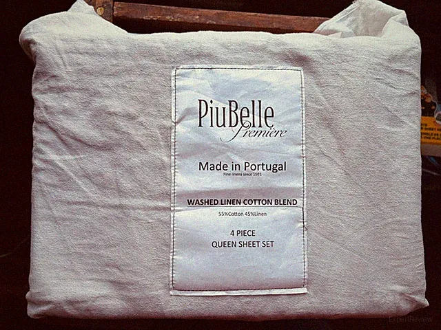 PiuBelle Premiere QUEEN Size Cotton/Linen Blend Sheet Set LIGHT GRAY