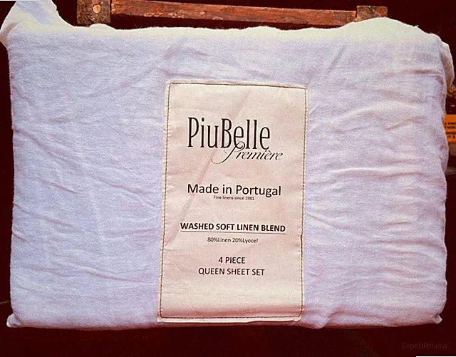 PiuBelle Premiere QUEEN Size Sheet Set Washed Linen Blend / 80% Linen