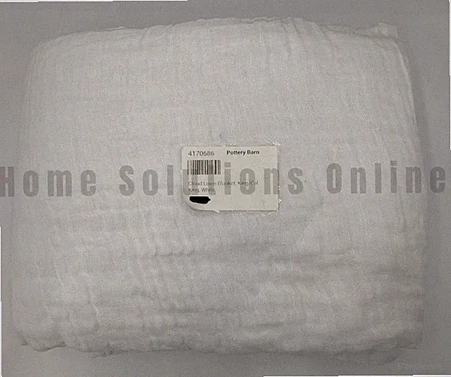 Pottery Barn Cloud Cotton Linen Blanket White King Cal #S4041