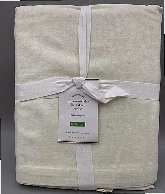 Pottery Barn Essentials Linen Cotton Bed Skirt Ivory Full 18" DROP #Q78M