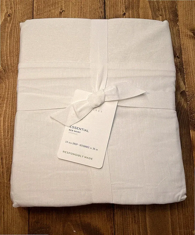 Pottery Barn Essentials Linen Cotton Bed Skirt Ivory Full NWT