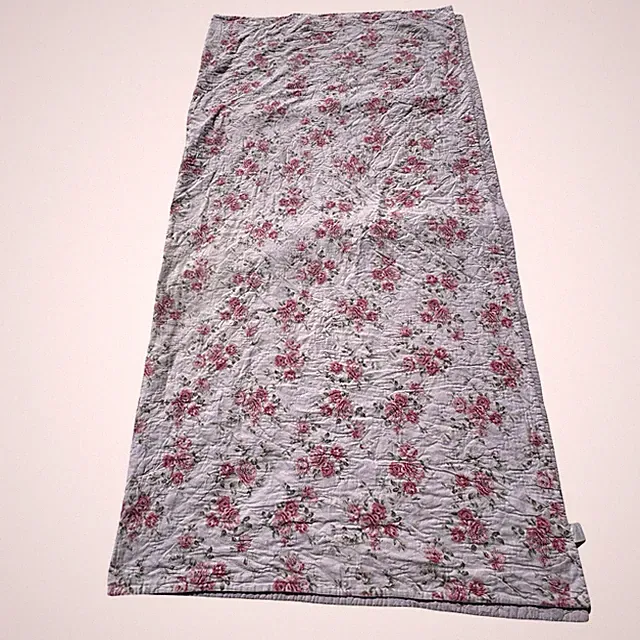 Rachel Ashwell Shabby Chic Linen Blend Lavender Rose Stitch Quilt Coverlet QUEEN