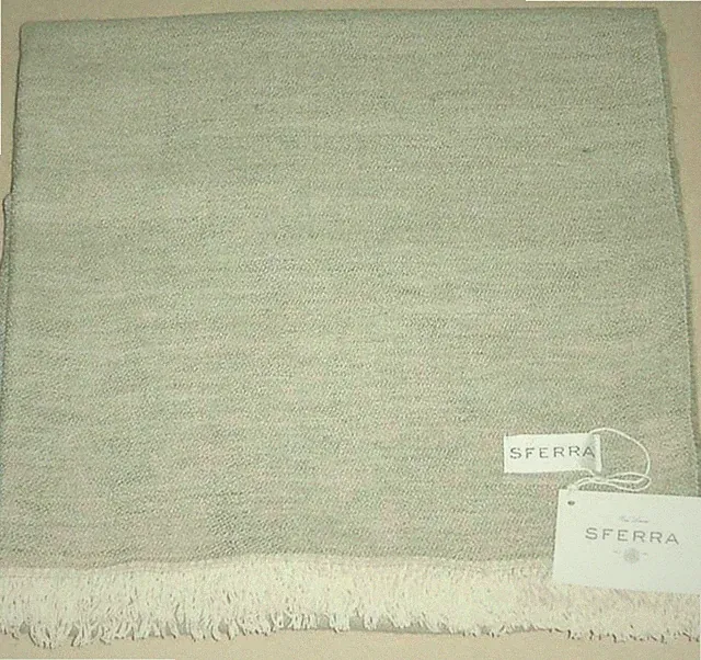 Sferra Throw Blanket Pale Green Linen Cotton Soft Linear Weave 55x72" Italy New