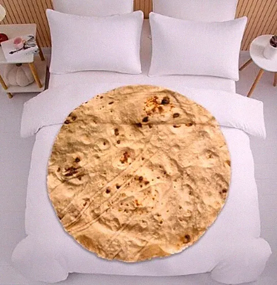 Tortilla Plush Double Sided Round Soft Fleece Linen Bed Blanket Sofa Throw 72 In
