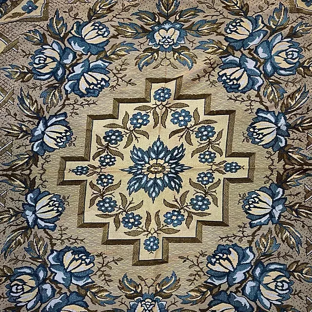VTG Polish Tapestry Bedspread Large Woven Rayon Linen Blend MCM Throw WPL 14777