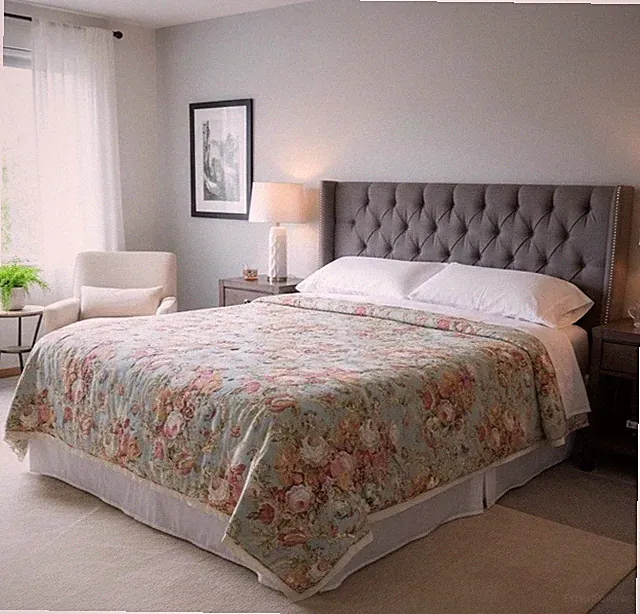 Waverly Linen Blend Reversible Comforter Floral Striped Full/Queen Sage Tones