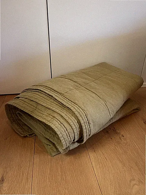 West Elm Olive Green Linen Blend Comforter Full/Queen