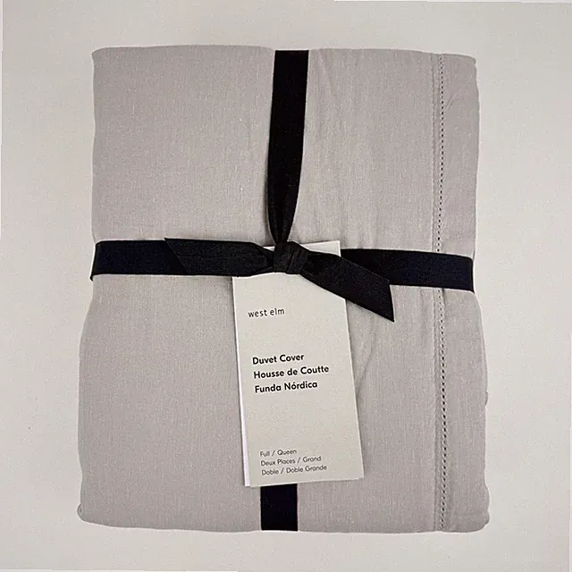 West Elm Signature Duvet Cover FULL / QUEEN TENCEL Linen Warm Gray Bedding New